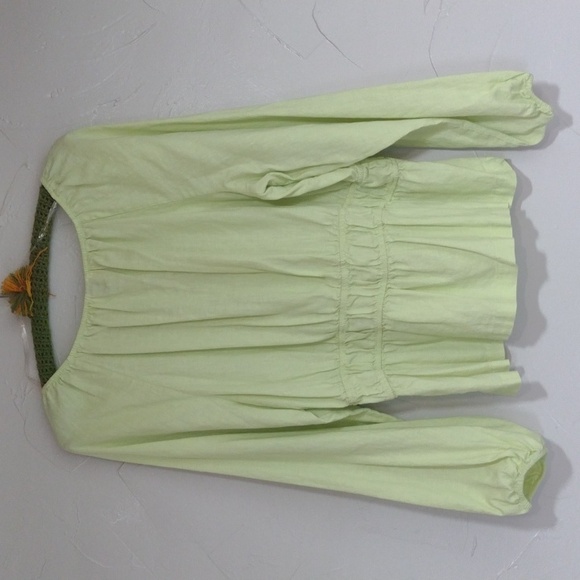 Universal Thread Light Green Linen-Rayon V-neck Peasant Blouse XL - Picture 2 of 8